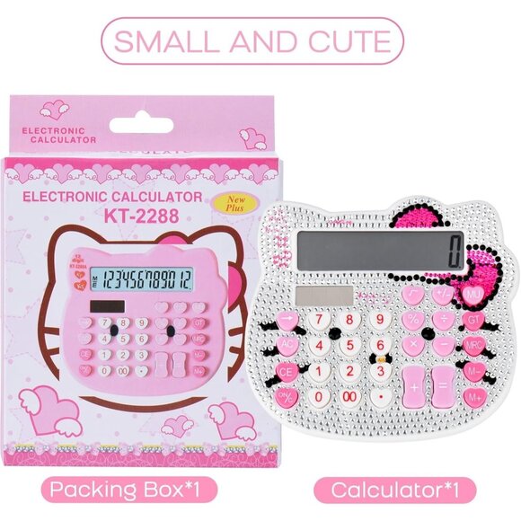 Hello Kitty Crystal Rhinestone Calculator Cute Sparkly Desktop Solar Calculator - Picture 7 of 8